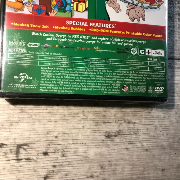 PBS Kids Curious George Holiday 2-Pack New DVD Very Monkey Christmas & Play Snow - Picture 15 of 16